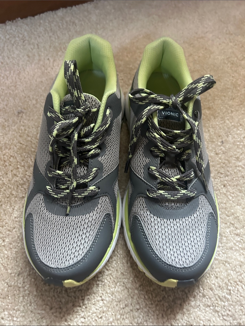 Vionic Gray with Lime Accent Mesh Sneakers